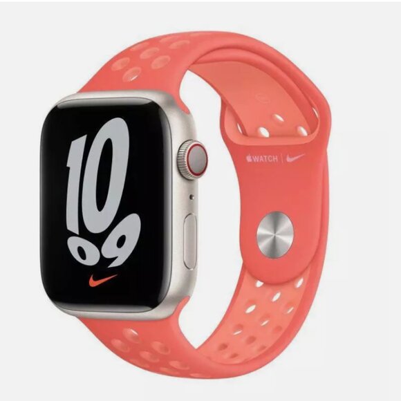 Pre-loved Genuine Apple Nike Sport Watch Band in Magic Ember/Crimson Bliss 45 MM - Picture 3 of 9